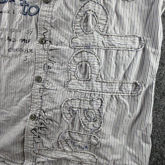 Desigual Graphic Print Button Up Shirt Men Cotton Large Passaparola Happy Text - Picture 4 of 16